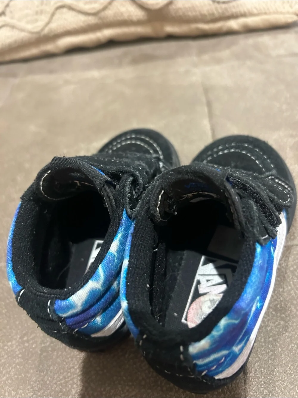 Vans Kids Black and Blue Velcro Skate Sneakers